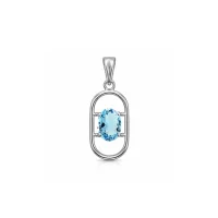 silver pendant with 5x7 mm oval blue topaz