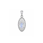 silver pendant with 5x7 mm oval rainbow moonstone