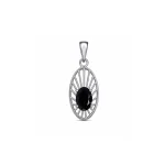 silver pendant with 5x7 mm oval black onyx