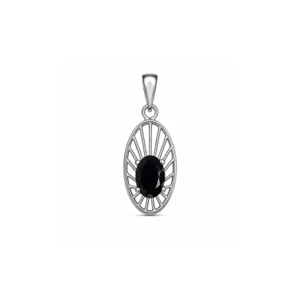 silver pendant with 5x7 mm oval black onyx