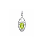 silver pendant with 5x7 mm oval peridot