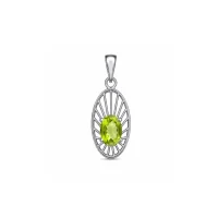 silver pendant with 5x7 mm oval peridot