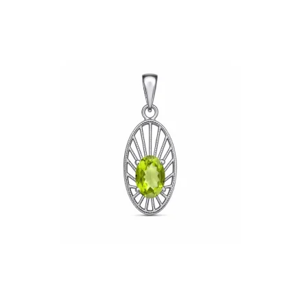 silver pendant with 5x7 mm oval peridot