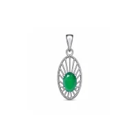 silver pendant with 5x7 mm oval green onyx