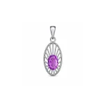 silver pendant with 5x7 mm oval brazilian amethyst