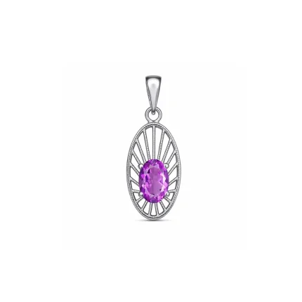 silver pendant with 5x7 mm oval brazilian amethyst