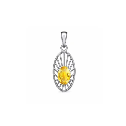 silver pendant with 5x7 mm oval citrine