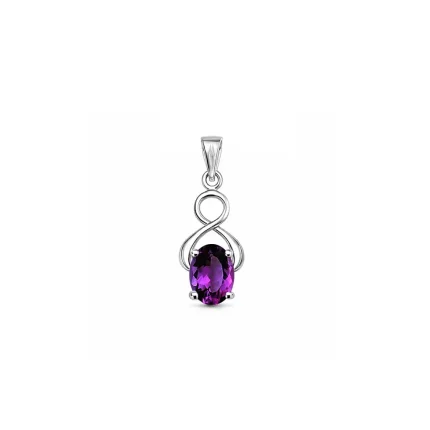 silver pendant with 5x7 mm oval amethyst