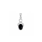 silver pendant with 5x7 mm oval black onyx