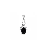 silver pendant with 5x7 mm oval black onyx