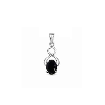 silver pendant with 5x7 mm oval black onyx