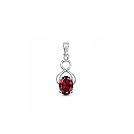 silver pendant with 5x7 mm oval garnet