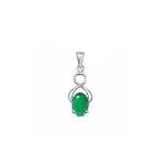 silver pendant with 5x7 mm oval green onyx