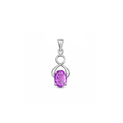 silver pendant with 5x7 mm oval brazilian amethyst