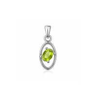 silver pendant with 6x4 mm oval peridot