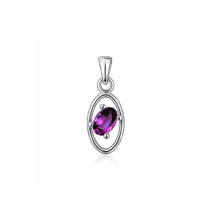 silver pendant with 6x4 mm oval amethyst