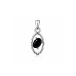 silver pendant with 6x4 mm oval black onyx