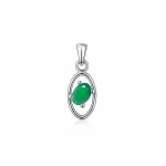 silver pendant with 6x4 mm oval green onyx