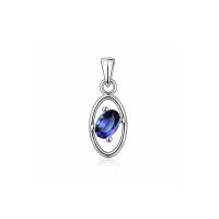 silver pendant with 6x4 mm oval iolite