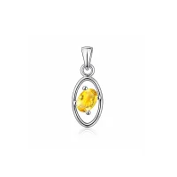 silver pendant with 6x4 mm oval citrine