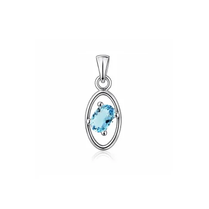 silver pendant with 6x4 mm oval Blue Topaz