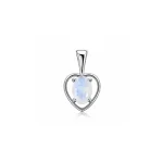 silver pendant heart shaped with 6x4 mm oval rainbow moonstone