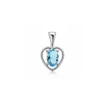 silver pendant heart shaped with 6x4 mm oval blue topaz