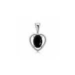 silver pendant heart shaped with 6x4 mm oval black onyx