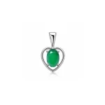 silver pendant heart shaped with 6x4 mm oval green onyx