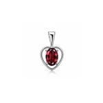 silver pendant heart shaped with 6x4 mm oval garnet