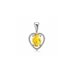 silver pendant heart shaped with 6x4 mm oval citrine