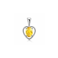 silver pendant heart shaped with 6x4 mm oval citrine