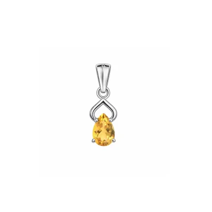silver pendant with 6x4 mm pear citrine