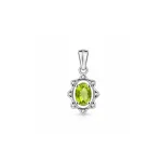 silver pendant with 6x4 mm oval peridot
