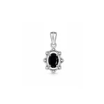 silver pendant with 6x4 mm oval black onyx