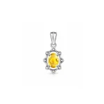silver pendant with 6x4 mm oval citrine
