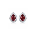 silver studs cluster with 7x5 mm pear Garnet and cubic zirconia