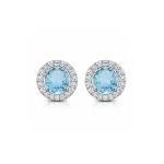 silver studs cluster with 6mm round Blue Topaz and cubic zirconia