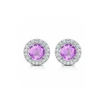 silver studs cluster with 6mm round Brazilian Amethyst and cubic zirconia