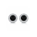 silver studs cluster with 6mm round Black Onyx and cubic zirconia