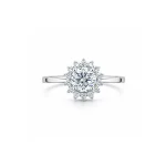 silver ring cluster (gidhe) with 6mm round cubic zirconia