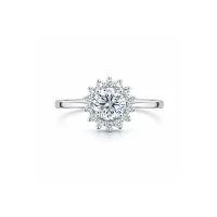 silver ring cluster (gidhe) with 6mm round cubic zirconia