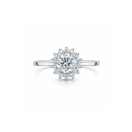 silver ring cluster (gidhe) with 6mm round cubic zirconia