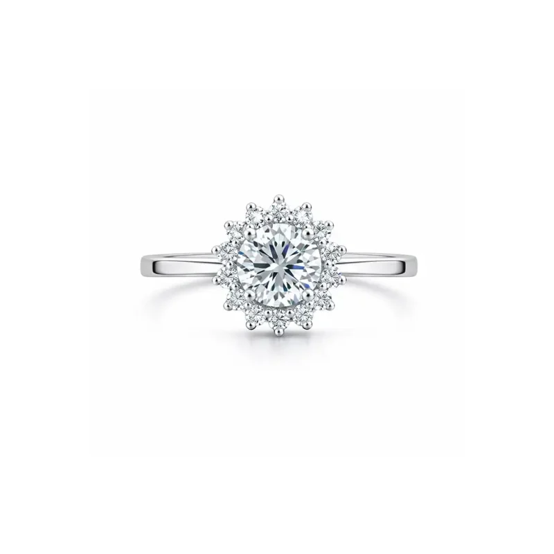 silver ring cluster (gidhe) with 6mm round cubic zirconia