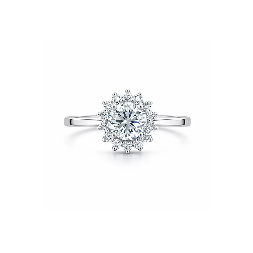 ring cubic zirconia 11a silver ring cluster (gidhe) with 6mm round cubic zirconia