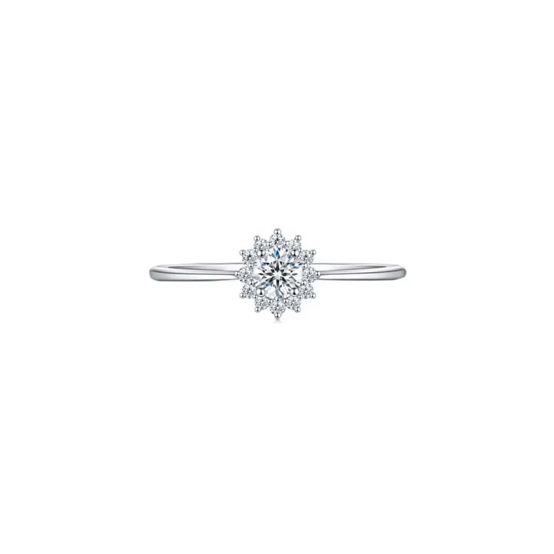 silver ring cluster (gidhe) with 4mm round cubic zirconia