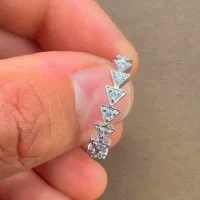 Silver Ring (challa) with small round Cubic Zirconia displayed on hand