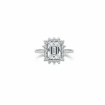 silver ring with cubic zirconia with 5x7 mm octagon shaped zirconia cluster