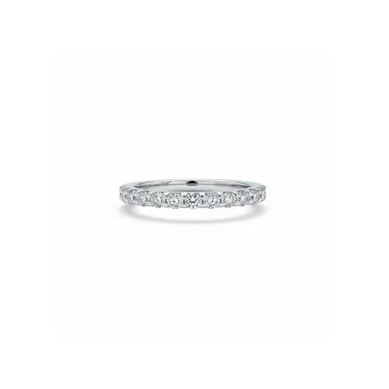 Silver Ring with small round Cubic Zirconia Half Challa design