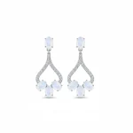 5x7 mm oval shaped Rainbow moonstone Gemstone and Cubic Zirconia